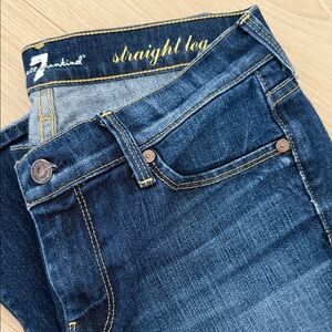 7 For All Mankind Dark Blue Straight Leg Jeans
